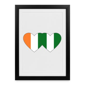 Cœur du drapeau du Nigeria de Côte d’Ivoire - Affiche encadrée (27 × 37 cm) - noir - Devant