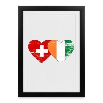 Switzerland Côte d'Ivoire Flag Heart used - Framed poster (27 × 37 cm) - black - Front