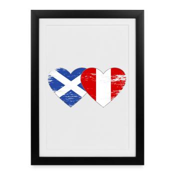 Cœur du drapeau du Pérou de l’Écosse utilisé - Affiche encadrée (27 × 37 cm) - noir - Devant