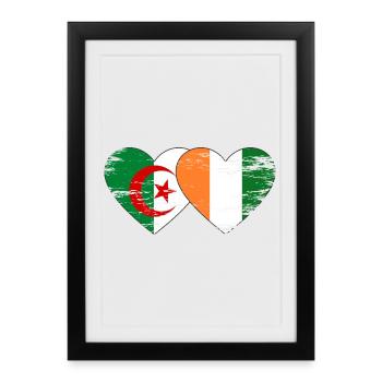 Algeria Ivory Coast Flag Heart Used - Framed poster (27 × 37 cm) - black - Front