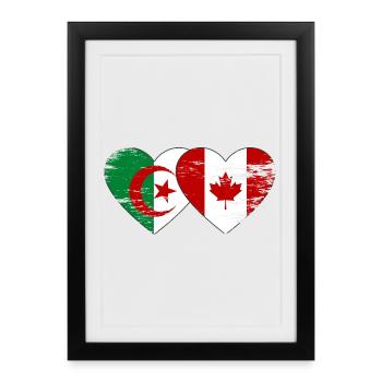 Algerien_Kanada_Flagge_Herz_used - Framed poster (27 × 37 cm) - black - Front