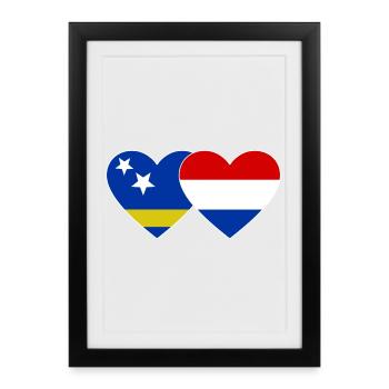 Curacau Holland Flag Heart - Framed poster (27 × 37 cm) - black - Front