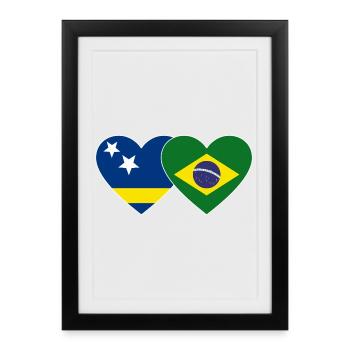 Curaçao Brazil Flag Heart - Framed poster (27 × 37 cm) - black - Front