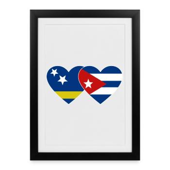 Curacao Cuba Flag Heart - Framed poster (27 × 37 cm) - black - Front