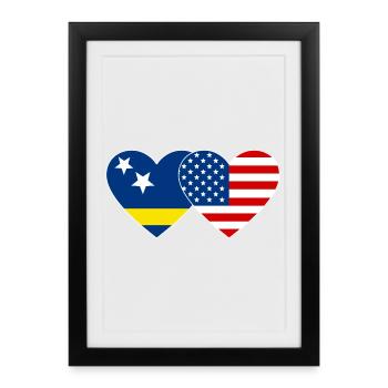 Cœur du drapeau des États-Unis de Curaçao utilisé - Affiche encadrée (27 × 37 cm) - noir - Devant