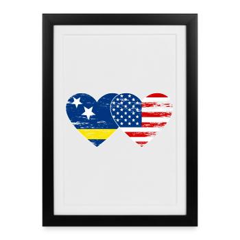 Cœur du drapeau des États-Unis de Curaçao utilisé - Affiche encadrée (27 × 37 cm) - noir - Devant