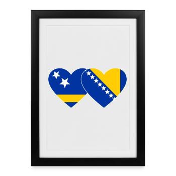 Curaçao_Bosnien_Flagge_Herz - Affiche encadrée (27 × 37 cm) - noir - Devant