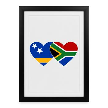 Drapeau de Curaçao Afrique du Sud Mains Forme de cœur - Affiche encadrée (27 × 37 cm) - noir - Devant