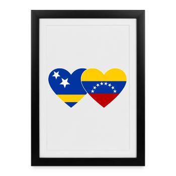 Curacao Venezuela flag heart used - Framed poster (27 × 37 cm) - black - Front