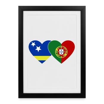 Curaçao_Portugal_Flagge_Herz - Affiche encadrée (27 × 37 cm) - noir - Devant