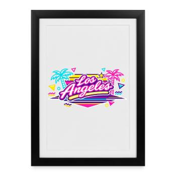 Los Angeles Neon Pink - Affiche encadrée (27 × 37 cm) - noir - Devant