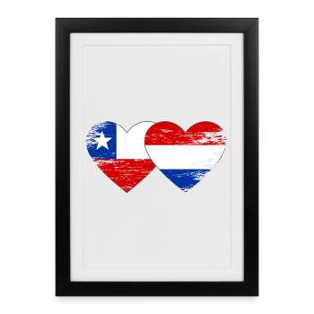Chile_Holland_Flagge_Herz_used - Affiche encadrée (27 × 37 cm) - noir - Devant