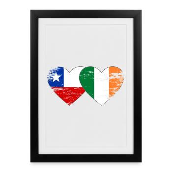 Chile Ireland flag heart used - Framed poster (27 × 37 cm) - black - Front