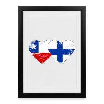Chile Finland Flag Heart - Framed poster (27 × 37 cm) - black - Front