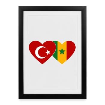 Türkei_Senegal_Flagge_Herz - Affiche encadrée (27 × 37 cm) - noir - Devant