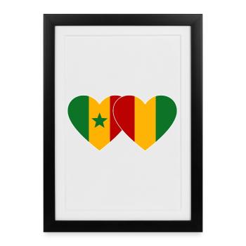 Senegal_Guinea_Flagge_Herz - Affiche encadrée (27 × 37 cm) - noir - Devant