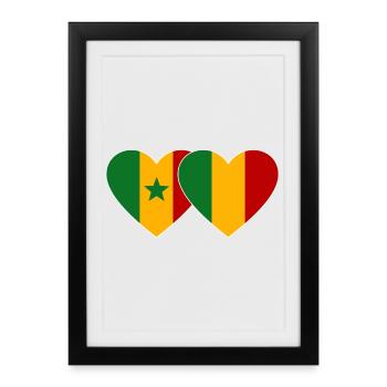 Senegal_Mali_Flagge_Herz - Affiche encadrée (27 × 37 cm) - noir - Devant