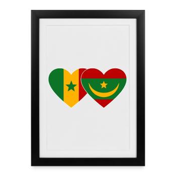 Senegal_Mauretanien_Flagge_Herz - Affiche encadrée (27 × 37 cm) - noir - Devant