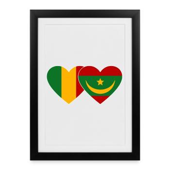 Mali_Mauretanien_Flagge_Herz - Affiche encadrée (27 × 37 cm) - noir - Devant