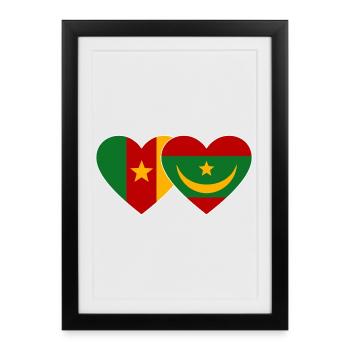 Cœur du drapeau du Cameroun Mauritanie utilisé - Affiche encadrée (27 × 37 cm) - noir - Devant