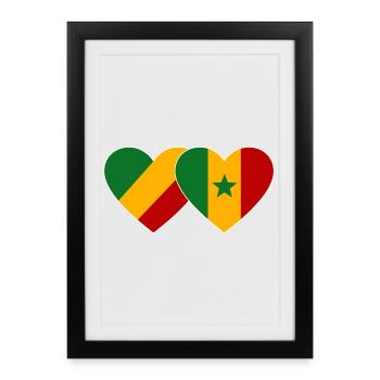 Kongo_Senegal_Flagge_Herz - Affiche encadrée (27 × 37 cm) - noir - Devant