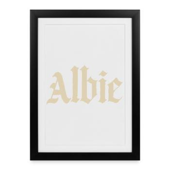 Imprimé de fracture gothique d’Albie - Affiche encadrée (27 × 37 cm) - noir - Devant