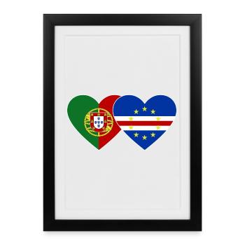 Cœur du drapeau du Cap-Vert du Portugal - Affiche encadrée (27 × 37 cm) - noir - Devant