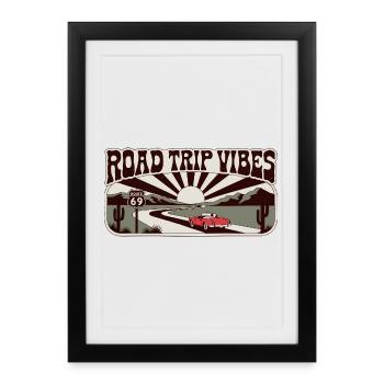Ambiances rétro de road trip - Affiche encadrée (27 × 37 cm) - noir - Devant