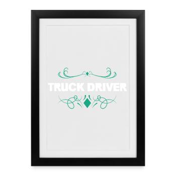 Trucker Driver Ornament – Vintage Flourish - Framed poster (27 × 37 cm) - black - Front