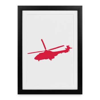 hélicoptère - Affiche encadrée (27 × 37 cm) - noir - Devant