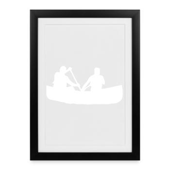 Canoë à rames - Design - Affiche encadrée (27 × 37 cm) - noir - Devant