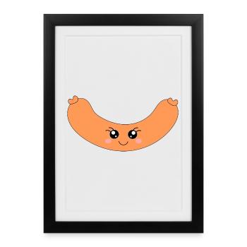 Kawaii Hotdog Sausage - Framed poster (27 × 37 cm) - black - Front