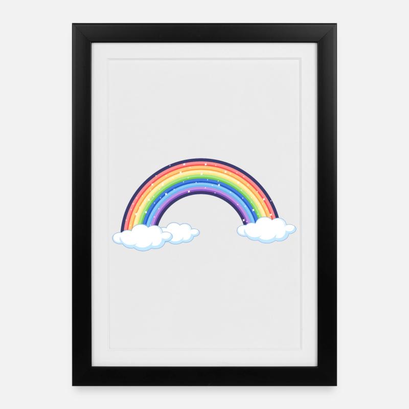 Vibrant Rainbow Over Clouds - Framed poster (27 × 37 cm) - black