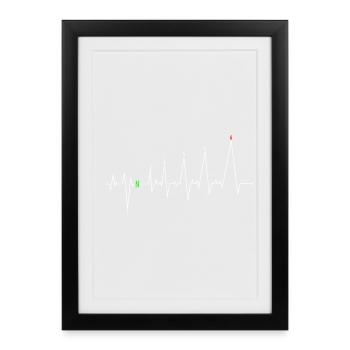 Battement de cœur néon avec N - Affiche encadrée (27 × 37 cm) - noir - Devant