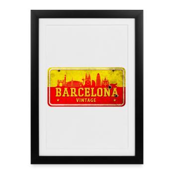 Barcelona Spain vintage sign - Framed poster (27 × 37 cm) - black - Front