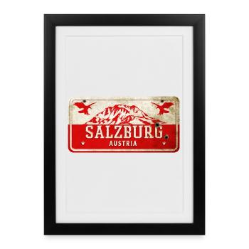 Enseigne vintage Salzbourg Autriche - Affiche encadrée (27 × 37 cm) - noir - Devant