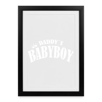 bébé garçon parents prince bleu babyboy papa roi maman - Affiche encadrée (27 × 37 cm) - noir - Devant