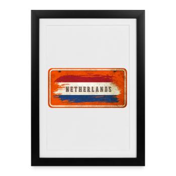 netherlands vintage flag sign - Framed poster (27 × 37 cm) - black - Front