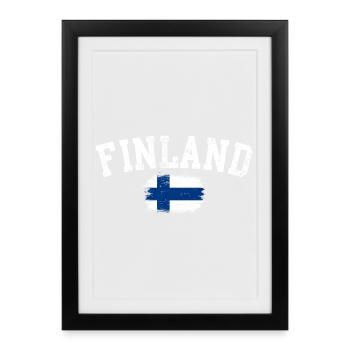Finland Brushflag Emblem - Framed poster (27 × 37 cm) - black - Front