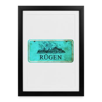 Rügen Vintage Sign - Framed poster (27 × 37 cm) - black - Front