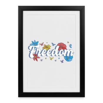 Liberté Fleurs Papillons Liberté Design - Affiche encadrée (27 × 37 cm) - noir - Devant