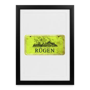 Rügen vintage sign - Framed poster (27 × 37 cm) - black - Front