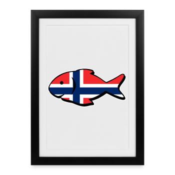 Norvège Pêche Pêche à la ligne Pêche - Affiche encadrée (27 × 37 cm) - noir - Devant