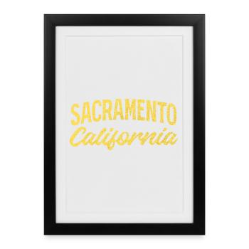 Scripture Sacramento California Gold - Affiche encadrée (27 × 37 cm) - noir - Devant