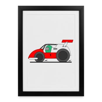 Voiture de course, Course, Voiture pour enfants - Affiche encadrée (27 × 37 cm) - noir - Devant