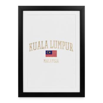 Drapeau vintage de Malaisie de Kuala Lumpur - Affiche encadrée (27 × 37 cm) - noir - Devant