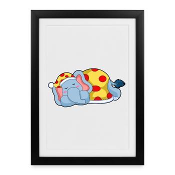 Pyjama de couchage éléphant - Affiche encadrée (27 × 37 cm) - noir - Devant