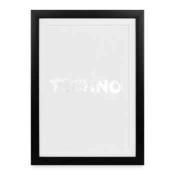 Musique techno art design pour raver, festival EDM - Affiche encadrée (27 × 37 cm) - noir - Devant