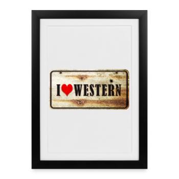 I love western vintage sign - Framed poster (27 × 37 cm) - black - Front