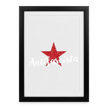 Antifasciste - Affiche encadrée (27 × 37 cm) - noir - Devant